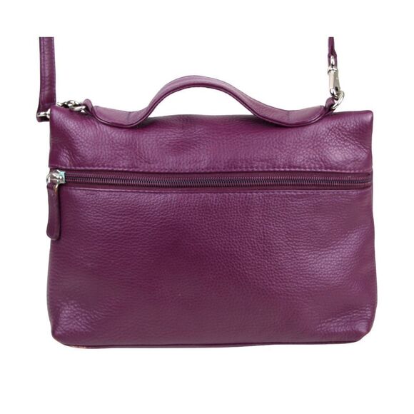 ILI NY PURPLE GENUINE LEATHER CROSSBODY SHOULDER BAG HANDBAG SATCHEL PURSE - Picture 1 of 16